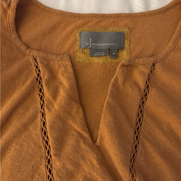 Anthropologie Ruffled Sleeve Tan Babydoll Blouse size medium - Picture 5 of 5